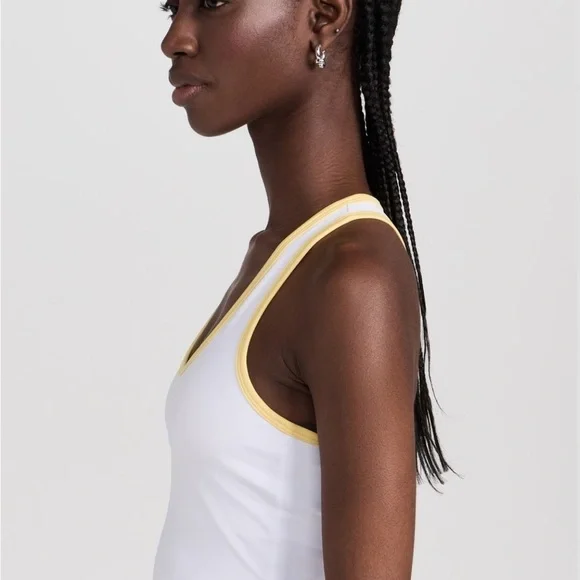 Beach Riot Yara Piped White & Yellow Top - Picture 2 of 7